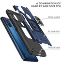 For Motorola One Hyper Magnetic Armor Shockproof TPU + PC Phone Case with Metal Ring Holder(Blue)
