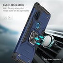 For Motorola One Hyper Magnetic Armor Shockproof TPU + PC Phone Case with Metal Ring Holder(Blue)