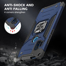 For Motorola One Hyper Magnetic Armor Shockproof TPU + PC Phone Case with Metal Ring Holder(Blue)