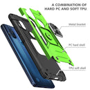 For Motorola One Hyper Magnetic Armor Shockproof TPU + PC Phone Case with Metal Ring Holder(Green)