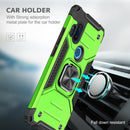 For Motorola One Hyper Magnetic Armor Shockproof TPU + PC Phone Case with Metal Ring Holder(Green)