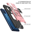 For Motorola One Hyper Magnetic Armor Shockproof TPU + PC Phone Case with Metal Ring Holder(Rose Gold)