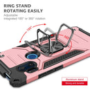 For Motorola One Hyper Magnetic Armor Shockproof TPU + PC Phone Case with Metal Ring Holder(Rose Gold)