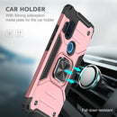 For Motorola One Hyper Magnetic Armor Shockproof TPU + PC Phone Case with Metal Ring Holder(Rose Gold)