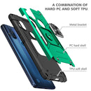 For Motorola One Hyper Magnetic Armor Shockproof TPU + PC Phone Case with Metal Ring Holder(Dark Green)