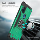 For Motorola One Hyper Magnetic Armor Shockproof TPU + PC Phone Case with Metal Ring Holder(Dark Green)