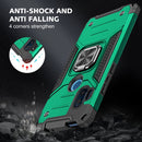 For Motorola One Hyper Magnetic Armor Shockproof TPU + PC Phone Case with Metal Ring Holder(Dark Green)