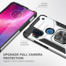 For Motorola One Hyper Magnetic Armor Shockproof TPU + PC Phone Case with Metal Ring Holder(Silver)