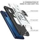 For Motorola One Hyper Magnetic Armor Shockproof TPU + PC Phone Case with Metal Ring Holder(Silver)