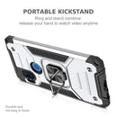 For Motorola One Hyper Magnetic Armor Shockproof TPU + PC Phone Case with Metal Ring Holder(Silver)
