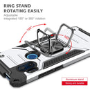 For Motorola One Hyper Magnetic Armor Shockproof TPU + PC Phone Case with Metal Ring Holder(Silver)