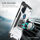 For Motorola One Hyper Magnetic Armor Shockproof TPU + PC Phone Case with Metal Ring Holder(Silver)