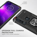 For Motorola One Macro / Moto G8 Plus Magnetic Armor Shockproof TPU + PC Phone Case with Metal Ring Holder(Black)