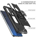 For Motorola One Macro / Moto G8 Plus Magnetic Armor Shockproof TPU + PC Phone Case with Metal Ring Holder(Black)