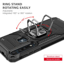 For Motorola One Macro / Moto G8 Plus Magnetic Armor Shockproof TPU + PC Phone Case with Metal Ring Holder(Black)