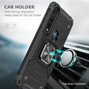 For Motorola One Macro / Moto G8 Plus Magnetic Armor Shockproof TPU + PC Phone Case with Metal Ring Holder(Black)
