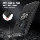 For Motorola One Macro / Moto G8 Plus Magnetic Armor Shockproof TPU + PC Phone Case with Metal Ring Holder(Black)