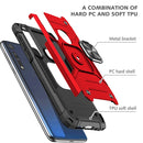 For Motorola One Macro / Moto G8 Plus Magnetic Armor Shockproof TPU + PC Phone Case with Metal Ring Holder(Red)