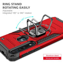 For Motorola One Macro / Moto G8 Plus Magnetic Armor Shockproof TPU + PC Phone Case with Metal Ring Holder(Red)