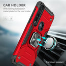 For Motorola One Macro / Moto G8 Plus Magnetic Armor Shockproof TPU + PC Phone Case with Metal Ring Holder(Red)