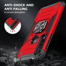 For Motorola One Macro / Moto G8 Plus Magnetic Armor Shockproof TPU + PC Phone Case with Metal Ring Holder(Red)