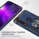 For Motorola One Macro / Moto G8 Plus Magnetic Armor Shockproof TPU + PC Phone Case with Metal Ring Holder(Blue)
