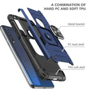 For Motorola One Macro / Moto G8 Plus Magnetic Armor Shockproof TPU + PC Phone Case with Metal Ring Holder(Blue)