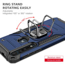 For Motorola One Macro / Moto G8 Plus Magnetic Armor Shockproof TPU + PC Phone Case with Metal Ring Holder(Blue)