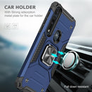 For Motorola One Macro / Moto G8 Plus Magnetic Armor Shockproof TPU + PC Phone Case with Metal Ring Holder(Blue)
