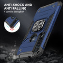 For Motorola One Macro / Moto G8 Plus Magnetic Armor Shockproof TPU + PC Phone Case with Metal Ring Holder(Blue)