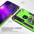 For Motorola One Macro / Moto G8 Plus Magnetic Armor Shockproof TPU + PC Phone Case with Metal Ring Holder(Green)