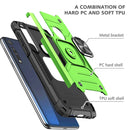 For Motorola One Macro / Moto G8 Plus Magnetic Armor Shockproof TPU + PC Phone Case with Metal Ring Holder(Green)