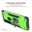 For Motorola One Macro / Moto G8 Plus Magnetic Armor Shockproof TPU + PC Phone Case with Metal Ring Holder(Green)