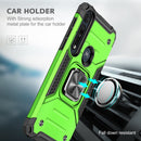 For Motorola One Macro / Moto G8 Plus Magnetic Armor Shockproof TPU + PC Phone Case with Metal Ring Holder(Green)