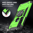 For Motorola One Macro / Moto G8 Plus Magnetic Armor Shockproof TPU + PC Phone Case with Metal Ring Holder(Green)