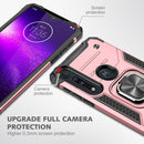 For Motorola One Macro / Moto G8 Plus Magnetic Armor Shockproof TPU + PC Phone Case with Metal Ring Holder(Rose Gold)