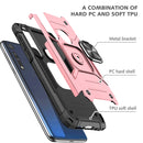 For Motorola One Macro / Moto G8 Plus Magnetic Armor Shockproof TPU + PC Phone Case with Metal Ring Holder(Rose Gold)