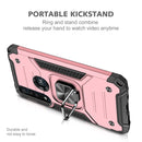 For Motorola One Macro / Moto G8 Plus Magnetic Armor Shockproof TPU + PC Phone Case with Metal Ring Holder(Rose Gold)