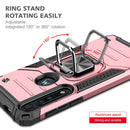 For Motorola One Macro / Moto G8 Plus Magnetic Armor Shockproof TPU + PC Phone Case with Metal Ring Holder(Rose Gold)