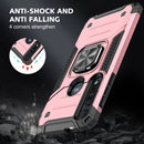 For Motorola One Macro / Moto G8 Plus Magnetic Armor Shockproof TPU + PC Phone Case with Metal Ring Holder(Rose Gold)