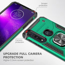 For Motorola One Macro / Moto G8 Plus Magnetic Armor Shockproof TPU + PC Phone Case with Metal Ring Holder(Dark Green)