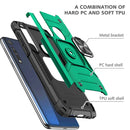 For Motorola One Macro / Moto G8 Plus Magnetic Armor Shockproof TPU + PC Phone Case with Metal Ring Holder(Dark Green)