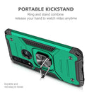 For Motorola One Macro / Moto G8 Plus Magnetic Armor Shockproof TPU + PC Phone Case with Metal Ring Holder(Dark Green)