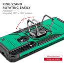 For Motorola One Macro / Moto G8 Plus Magnetic Armor Shockproof TPU + PC Phone Case with Metal Ring Holder(Dark Green)