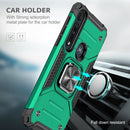 For Motorola One Macro / Moto G8 Plus Magnetic Armor Shockproof TPU + PC Phone Case with Metal Ring Holder(Dark Green)