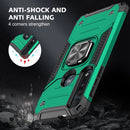 For Motorola One Macro / Moto G8 Plus Magnetic Armor Shockproof TPU + PC Phone Case with Metal Ring Holder(Dark Green)