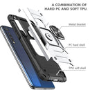 For Motorola One Macro / Moto G8 Plus Magnetic Armor Shockproof TPU + PC Phone Case with Metal Ring Holder(Silver)