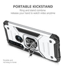 For Motorola One Macro / Moto G8 Plus Magnetic Armor Shockproof TPU + PC Phone Case with Metal Ring Holder(Silver)