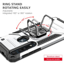 For Motorola One Macro / Moto G8 Plus Magnetic Armor Shockproof TPU + PC Phone Case with Metal Ring Holder(Silver)