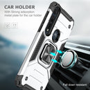 For Motorola One Macro / Moto G8 Plus Magnetic Armor Shockproof TPU + PC Phone Case with Metal Ring Holder(Silver)